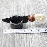 Mink Skull Handle Obsidian Blade Ornamental Knife #7558  Mountain Man Knife