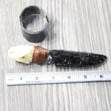 Mink Skull Handle Obsidian Blade Ornamental Knife #7558  Mountain Man Knife