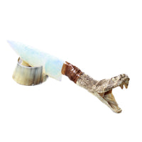 Rattlesnake Head Handle Opalite Blade Ornamental Knife #8558     Mountain Man Knife