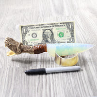 Rattlesnake Head Handle Opalite Blade Ornamental Knife #8558     Mountain Man Knife