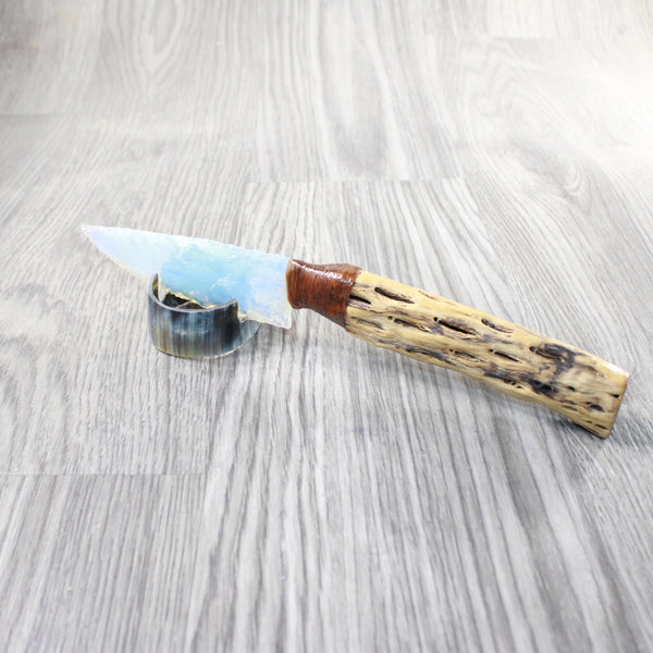 Cholla Cactus Wood Handle Opalite Blade Ornamental Knife #8558     Mountain Man Knife