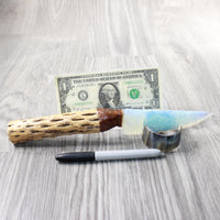 Cholla Cactus Wood Handle Opalite Blade Ornamental Knife #8558     Mountain Man Knife