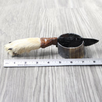 Coyote Foot Handle Obsidian Blade Ornamental Knife #7658  Mountain Man Knife