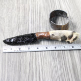 Coyote Foot Handle Obsidian Blade Ornamental Knife #7658  Mountain Man Knife