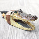 Alligator Head Handle Obsidian Blade Ornamental Knife #  Mountain Man Knife