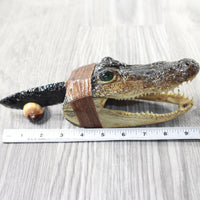 Alligator Head Handle Obsidian Blade Ornamental Knife #  Mountain Man Knife