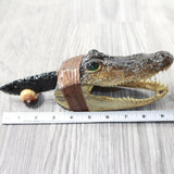 Alligator Head Handle Obsidian Blade Ornamental Knife #  Mountain Man Knife
