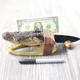 Alligator Head Handle Obsidian Blade Ornamental Knife #  Mountain Man Knife