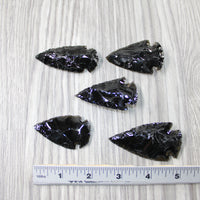 5 Large Obsidian Ornamental Arrowheads  #4249  Spearhead