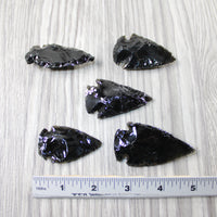 5 Large Obsidian Ornamental Arrowheads  #4249  Spearhead