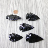 5 Large Obsidian Ornamental Arrowheads  #4249  Spearhead