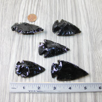 5 Large Obsidian Ornamental Arrowheads  #4249  Spearhead