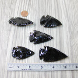 5 Large Obsidian Ornamental Arrowheads  #4249  Spearhead
