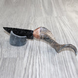Goat Horn Handle Obsidian  Blade Ornamental Knife #22667