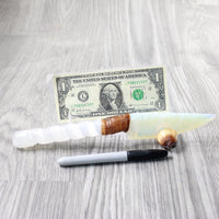 Selenite Spiral Handle Opalite Blade Ornamental Knife #8858     Mountain Man Knife