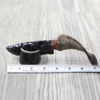 Goat Horn Handle Obsidian Blade Ornamental Knife #9958  Mountain Man Knife
