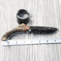 Goat Horn Handle Obsidian Blade Ornamental Knife #9958  Mountain Man Knife