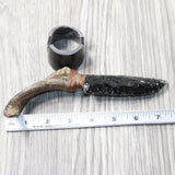 Goat Horn Handle Obsidian Blade Ornamental Knife #9958  Mountain Man Knife