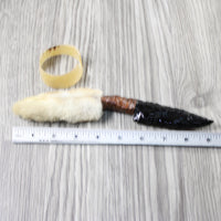 Rabbit Foot Handle Obsidian Blade Ornamental Knife #2349 Mountain Man Knife