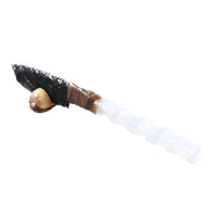 Selenite Spiral Handle Obsidian Blade Ornamental Knife #3158     Mountain Man Knife