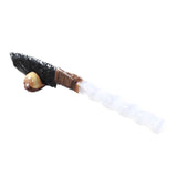 Selenite Spiral Handle Obsidian Blade Ornamental Knife #3158     Mountain Man Knife