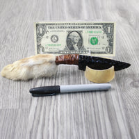 Rabbit Foot Handle Obsidian Blade Ornamental Knife #2349 Mountain Man Knife