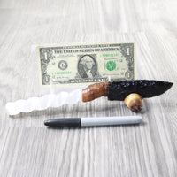 Selenite Spiral Handle Obsidian Blade Ornamental Knife #3158     Mountain Man Knife