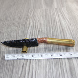 50 Cal Shell Casing Handle Obsidian  Blade Ornamental Knife #23767