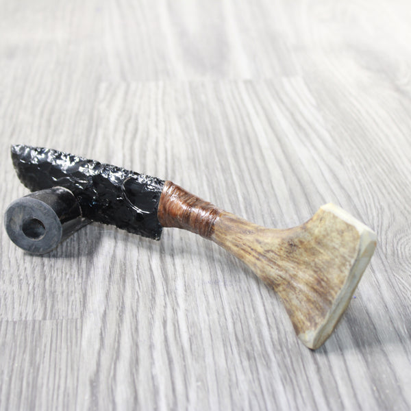 Moose Antler Handle Obsidian Blade Ornamental Knife #1159  Mountain Man Knife