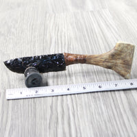 Moose Antler Handle Obsidian Blade Ornamental Knife #1159  Mountain Man Knife