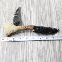 Moose Antler Handle Obsidian Blade Ornamental Knife #1159  Mountain Man Knife