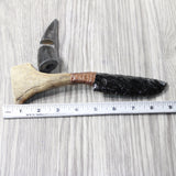 Moose Antler Handle Obsidian Blade Ornamental Knife #1159  Mountain Man Knife