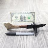 Moose Antler Handle Obsidian Blade Ornamental Knife #1159  Mountain Man Knife