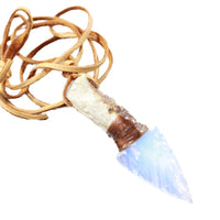 Antler Crown Handle  Opalite Blade Knife Necklace  #6159  Mountain Man Necklace