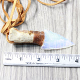 Antler Crown Handle  Opalite Blade Knife Necklace  #6159  Mountain Man Necklace