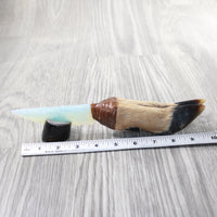 Deer Foot Handle Opalite Blade Ornamental Knife #9259     Mountain Man Knife