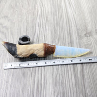 Deer Foot Handle Opalite Blade Ornamental Knife #9259     Mountain Man Knife