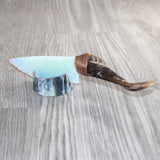 Goat Horn Handle Opalite Blade Ornamental Knife # 22267