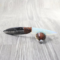 Orthoceras Fossil Handle Opalite Blade Ornamental Knife #0359     Mountain Man Knife