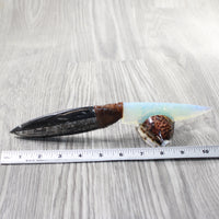 Orthoceras Fossil Handle Opalite Blade Ornamental Knife #0359     Mountain Man Knife