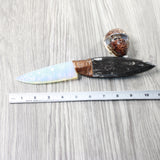 Orthoceras Fossil Handle Opalite Blade Ornamental Knife #0359     Mountain Man Knife