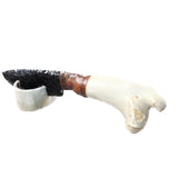 Deer Bone Handle Obsidian Blade Ornamental Knife #7359  Mountain Man Knife