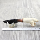 Deer Bone Handle Obsidian Blade Ornamental Knife #7359  Mountain Man Knife