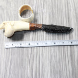Deer Bone Handle Obsidian Blade Ornamental Knife #7359  Mountain Man Knife