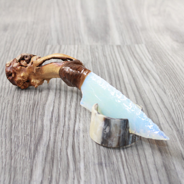 Grapevine Wood Handle Opalite Blade Ornamental Knife #0359     Mountain Man Knife