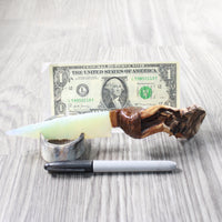 Grapevine Wood Handle Opalite Blade Ornamental Knife #0359     Mountain Man Knife