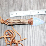 Cholla Cactus Wood Handle  Opalite Blade Knife Necklace  # 16767