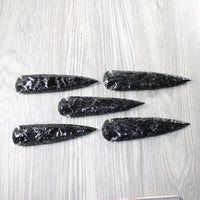 5 Obsidian Ornamental Spearheads  #8359     Arrowhead