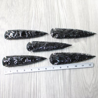 5 Obsidian Ornamental Spearheads  #8359     Arrowhead