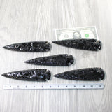 5 Obsidian Ornamental Spearheads  #8359     Arrowhead